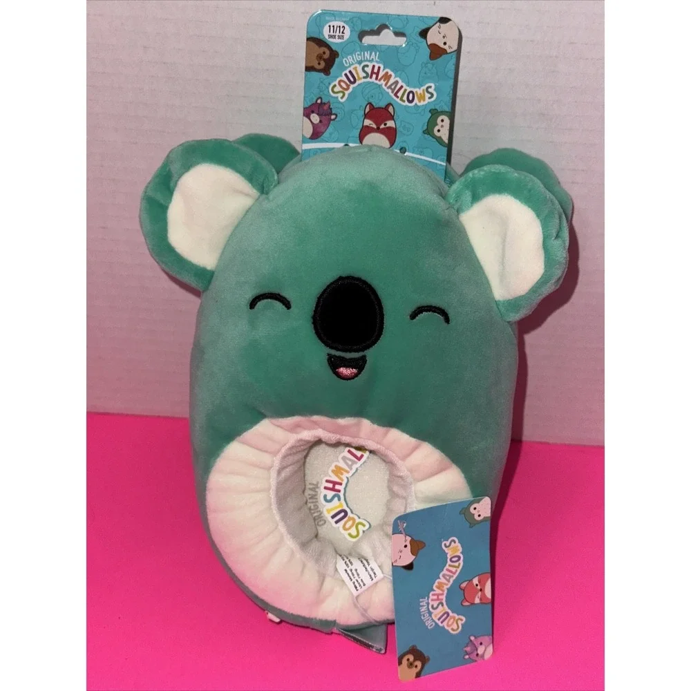 NWT Squishmallow Size 11/12 Green‎ Blue Koala Kids Slippers Fun Plush Kevin A16